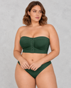 Sculp Strapless Front Closure Bandeau Bra in Dark Green – front