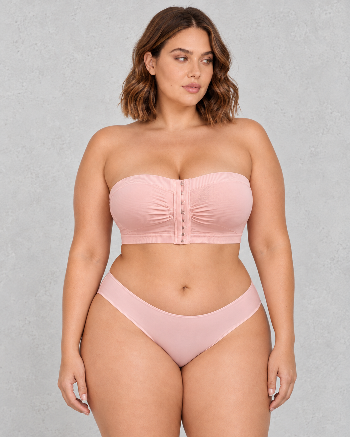 Sculp Strapless Front Closure Bandeau Bra in Pink – front