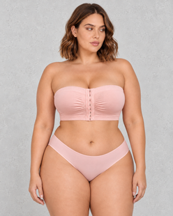 Sculp Strapless Front Closure Bandeau Bra in Pink – front