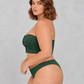 Sculp Strapless Front Closure Bandeau Bra in Dark Green – side