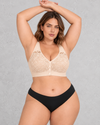 Sculp Front-Fastening Lace Nursing Bra in Blush – front