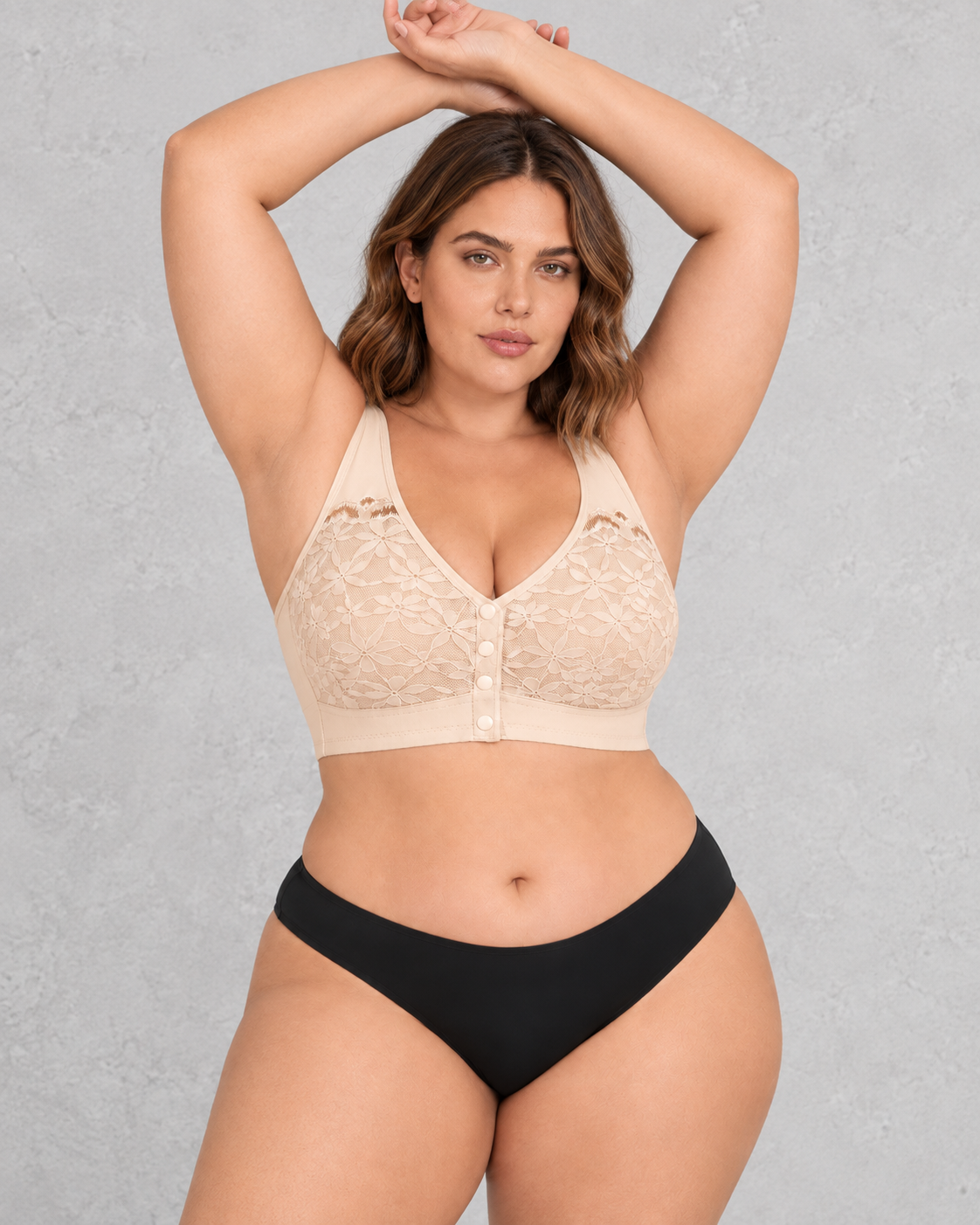 Sculp Front-Fastening Lace Nursing Bra in Blush – front