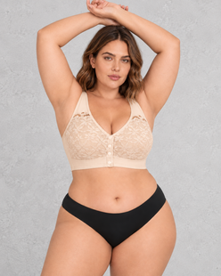 Sculp Front-Fastening Lace Nursing Bra in Blush – front