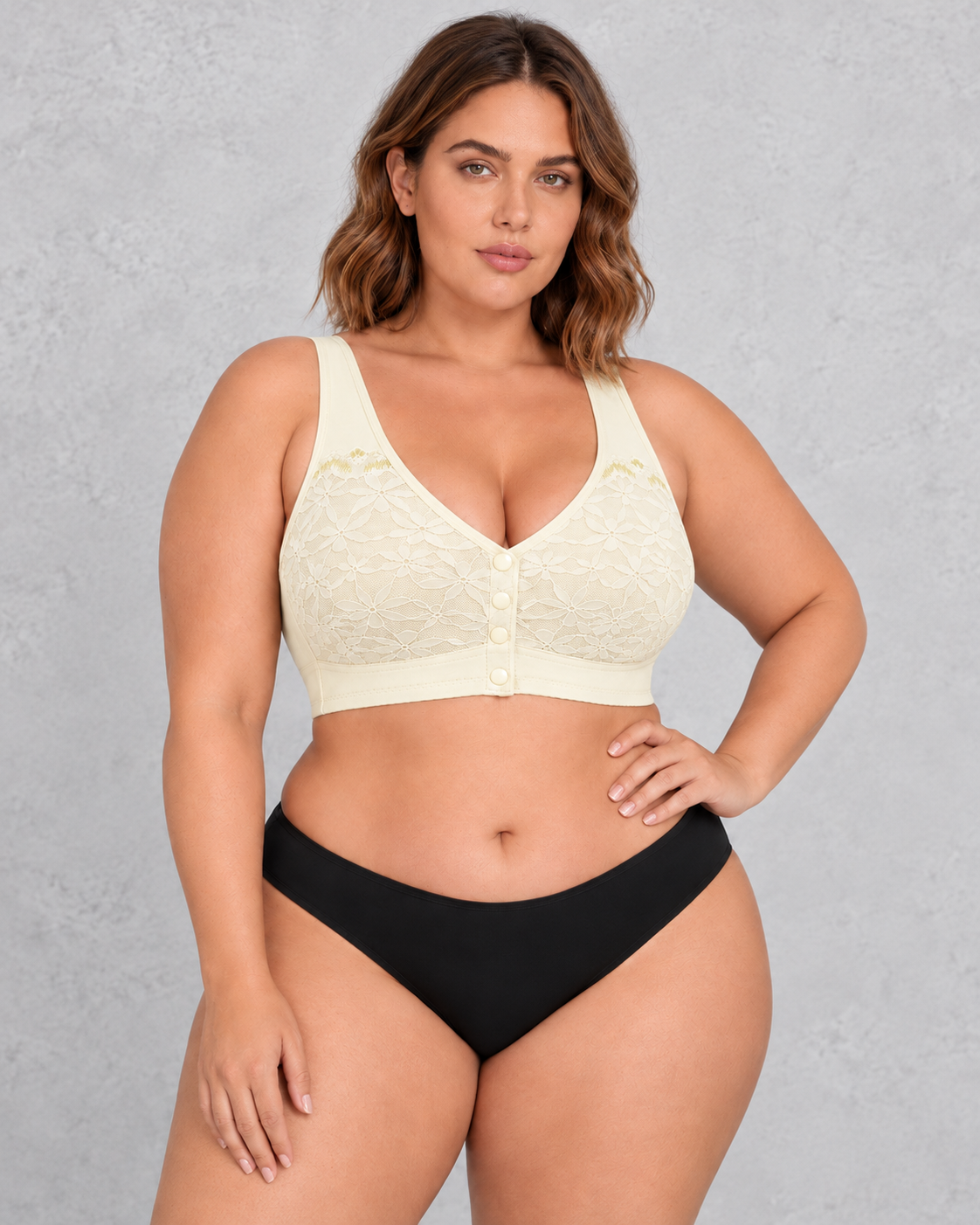 Sculp Front-Fastening Lace Nursing Bra in Ivory – front