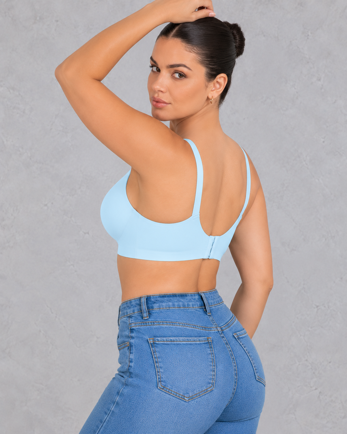 Seamless deep V wireless bra with jelly support