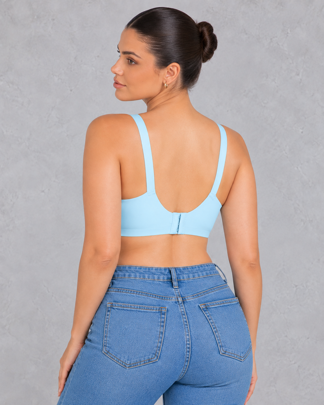 Seamless deep V wireless bra with jelly support