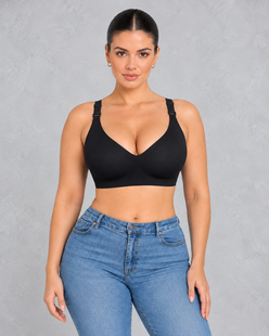 Seamless deep V wireless bra with jelly support