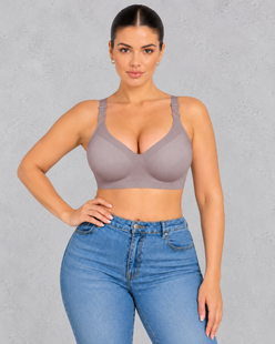 Seamless deep V wireless bra with jelly support