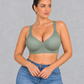 Seamless deep V wireless bra with jelly support