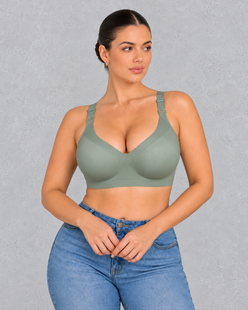 Seamless deep V wireless bra with jelly support