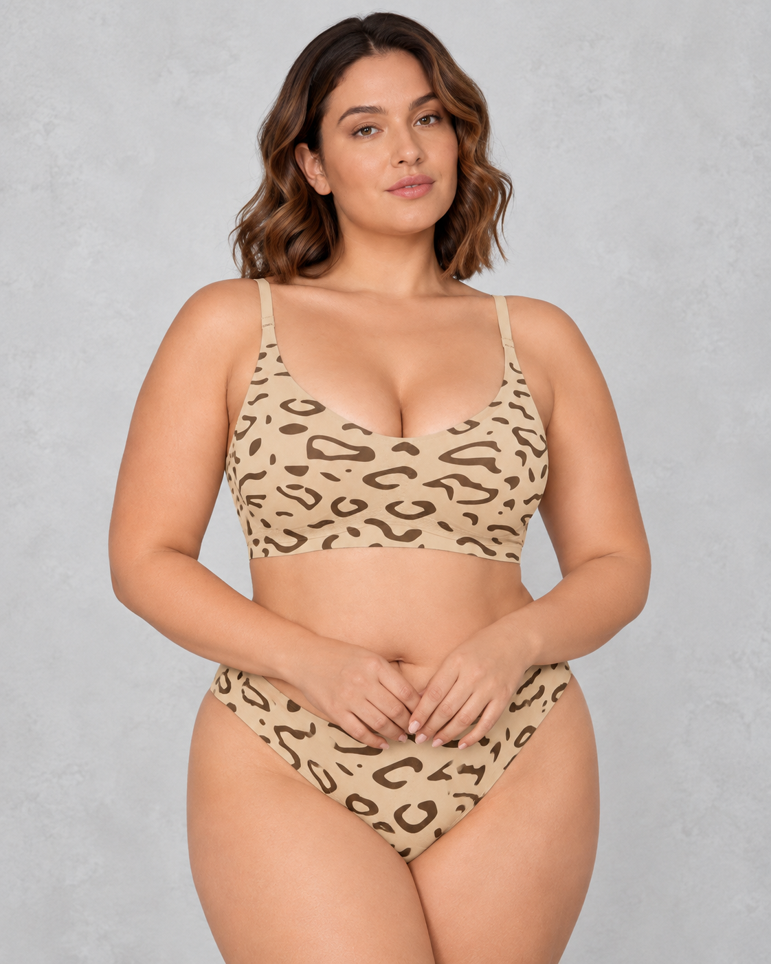 Sculp Seamless Light Support Bralette in Leopard