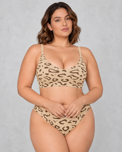 Sculp Seamless Light Support Bralette in Leopard