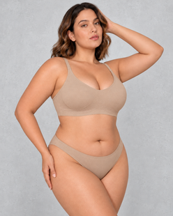 Sculp Seamless Light Support Bralette in Coffee