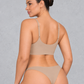 Seamless wireless comfort bra with scoop neck and wide band