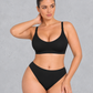 Seamless wireless comfort bra with scoop neck and wide band