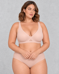 Sculp Seamless Padded V-Neck Bra in Light Pink