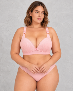 Sculp Lace Clip-Down Nursing Bra in Pink – front