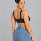 Front closure wireless bra with full-coverage cups and wide straps