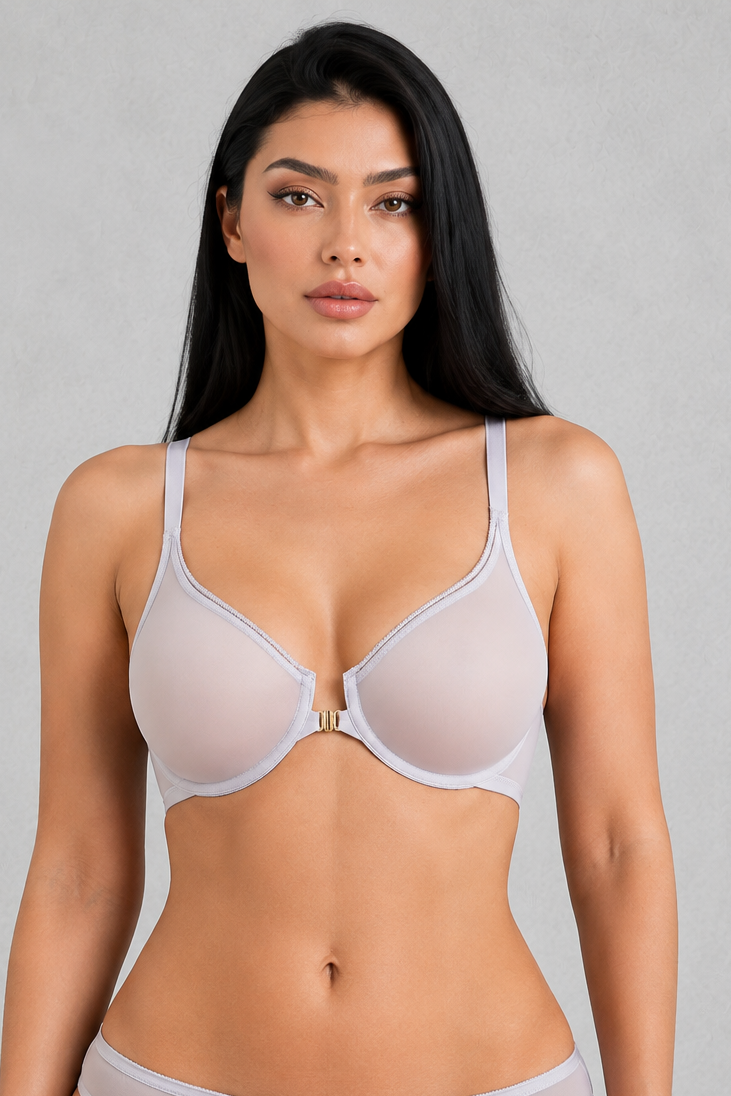 Sculp Deep V Front Closure Lace Mesh Bra