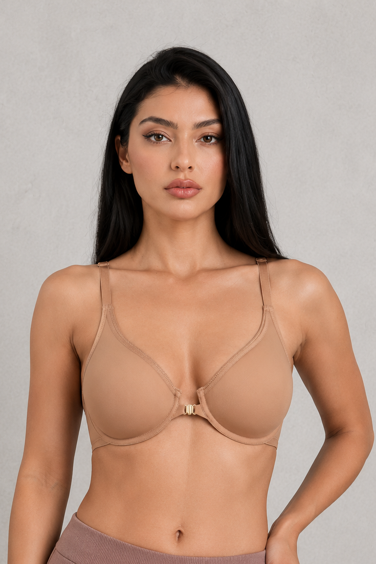 Sculp Deep V Front Closure Lace Mesh Bra