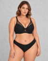 Sculp Keyhole Lace & Mesh Underwired Bra in Black – front