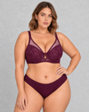 Sculp Keyhole Lace & Mesh Underwired Bra in Plum – front