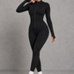 Sculp Long-Sleeve Zip-Front Sculpting Yoga Jumpsuit