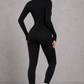 Sculp Long-Sleeve Zip-Front Sculpting Yoga Jumpsuit