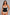 A woman modeling a black structured waist trainer corset over a beige bra and matching beige underwear, photographed against a plain light gray studio background.