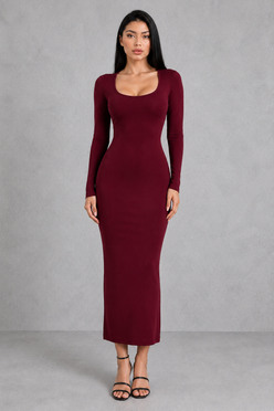 Sculp Minimalist Scoop Neck Maxi Dress - Slim Fit