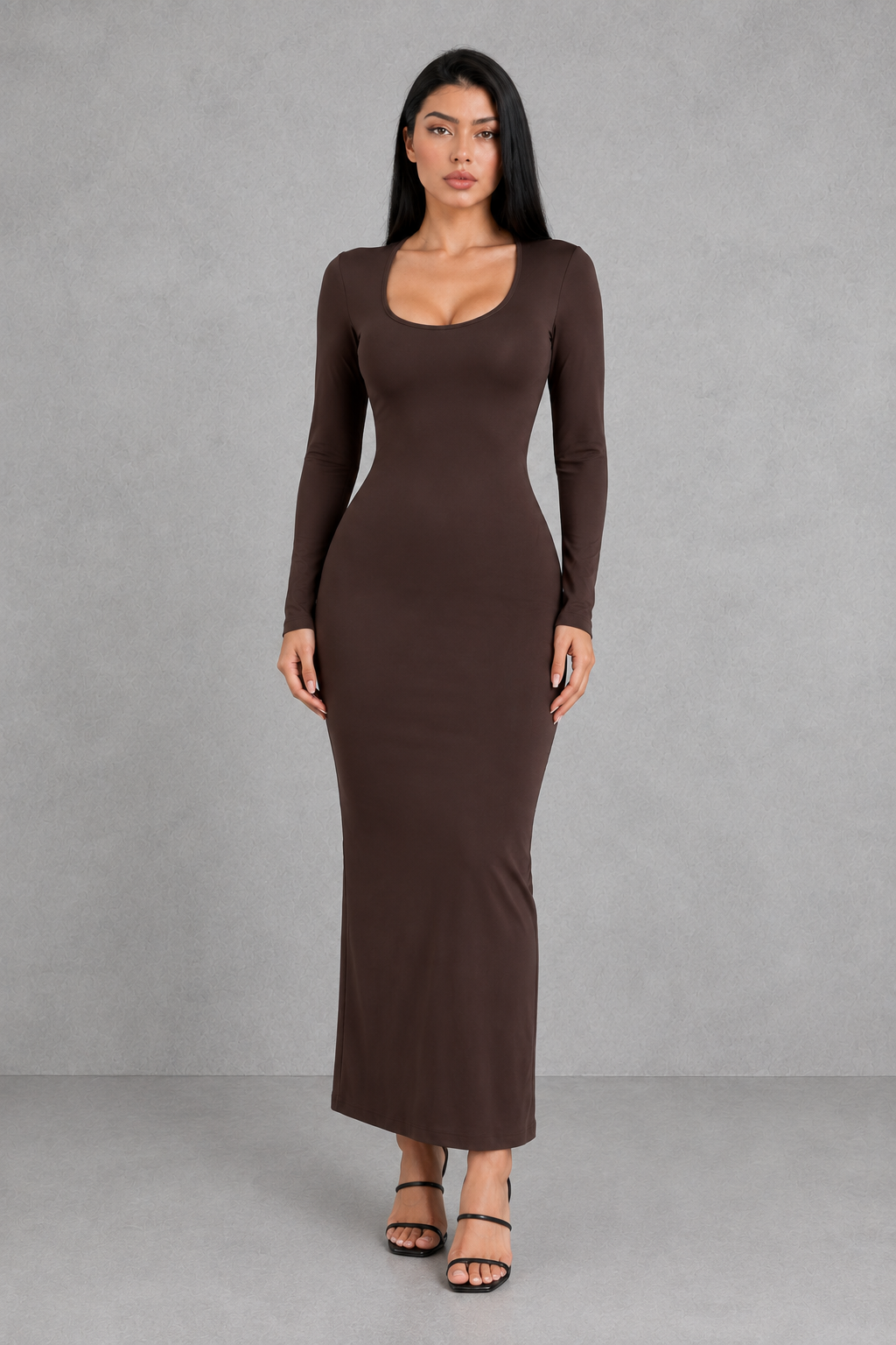 Sculp Minimalist Scoop Neck Maxi Dress - Slim Fit