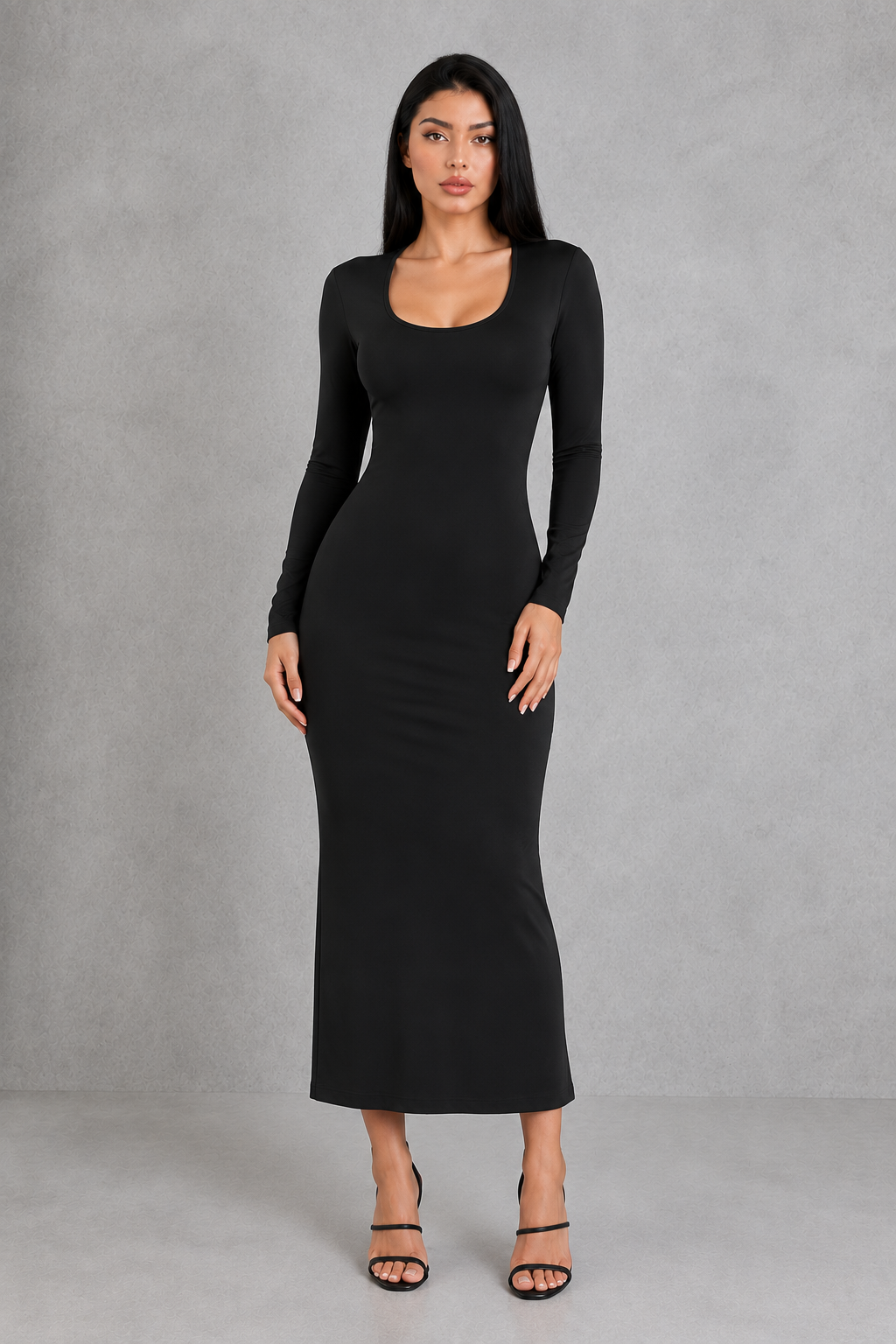 Sculp Minimalist Scoop Neck Maxi Dress - Slim Fit