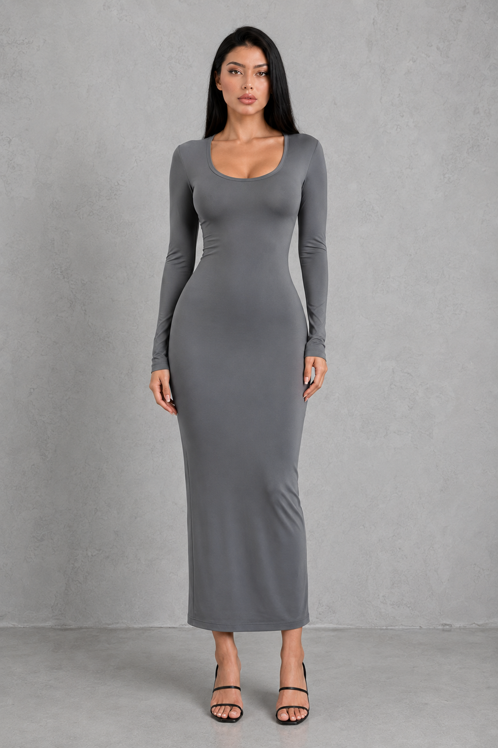 Sculp Minimalist Scoop Neck Maxi Dress - Slim Fit