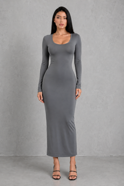 Sculp Minimalist Scoop Neck Maxi Dress - Slim Fit