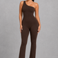 Sculp One Shoulder Flare Jumpsuit - Tummy Control Built In Bra