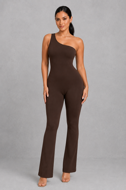 Sculp One Shoulder Flare Jumpsuit - Tummy Control Built In Bra