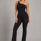 Sculp One Shoulder Flare Jumpsuit - Tummy Control Built In Bra