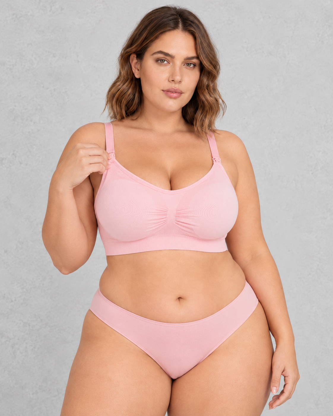 Sculp Seamless Clip-Down Nursing Bra in Pink – front