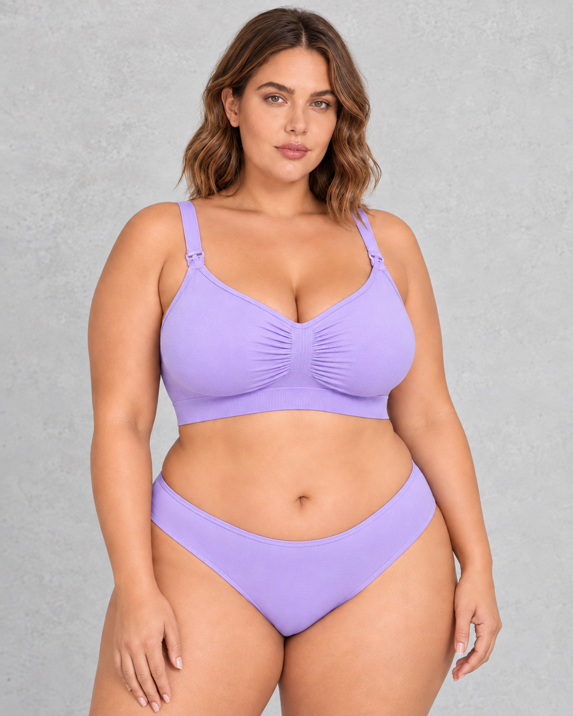 Sculp Seamless Clip-Down Nursing Bra in Lavender – front