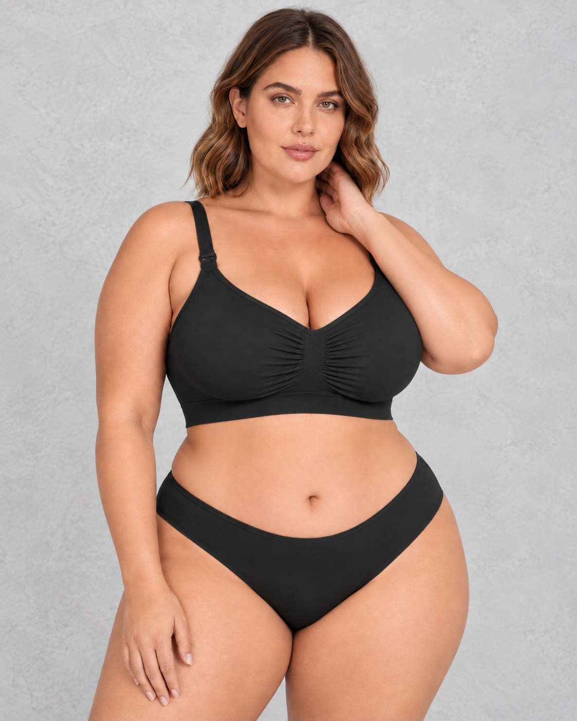Sculp Seamless Clip-Down Nursing Bra in Black – front