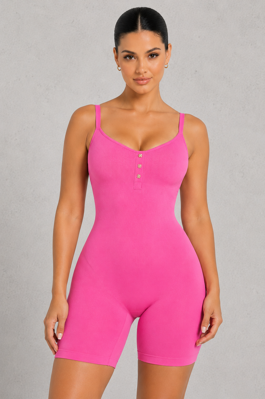 Sculp Ribbed Shaping Henley Bodysuit - Built-In Bra Tummy Control Bodysuit