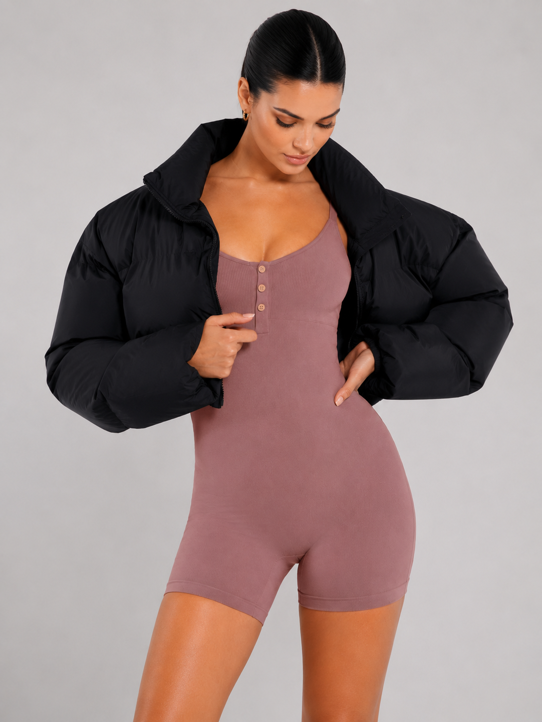 Sculp Ribbed Shaping Henley Bodysuit - Built-In Bra Tummy Control Bodysuit
