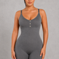 Sculp Ribbed Shaping Henley Bodysuit - Built-In Bra Tummy Control Bodysuit