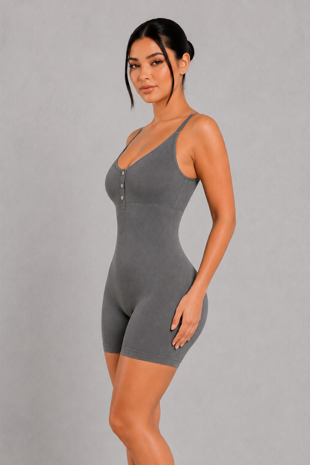 Sculp Ribbed Shaping Henley Bodysuit - Built-In Bra Tummy Control Bodysuit