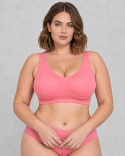 Sculp Seamless Wireless Comfort Bra in Coral