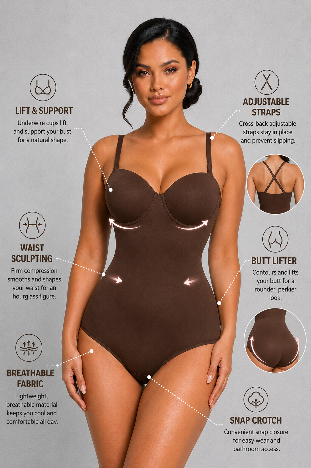 SculpStore Sculpting Bodysuit - Underwired Tummy Control Shapewear, Body Shaper