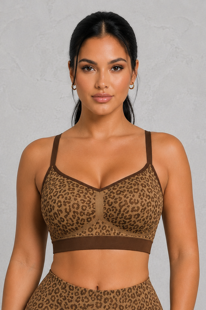 Sculp Seamless Leopard Bra - Wireless Double-Layer Support Bra