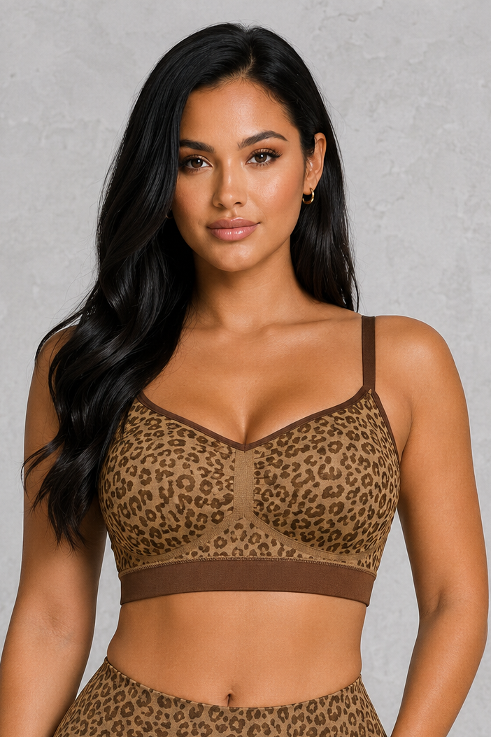 Sculp Seamless Leopard Bra - Wireless Double-Layer Support Bra