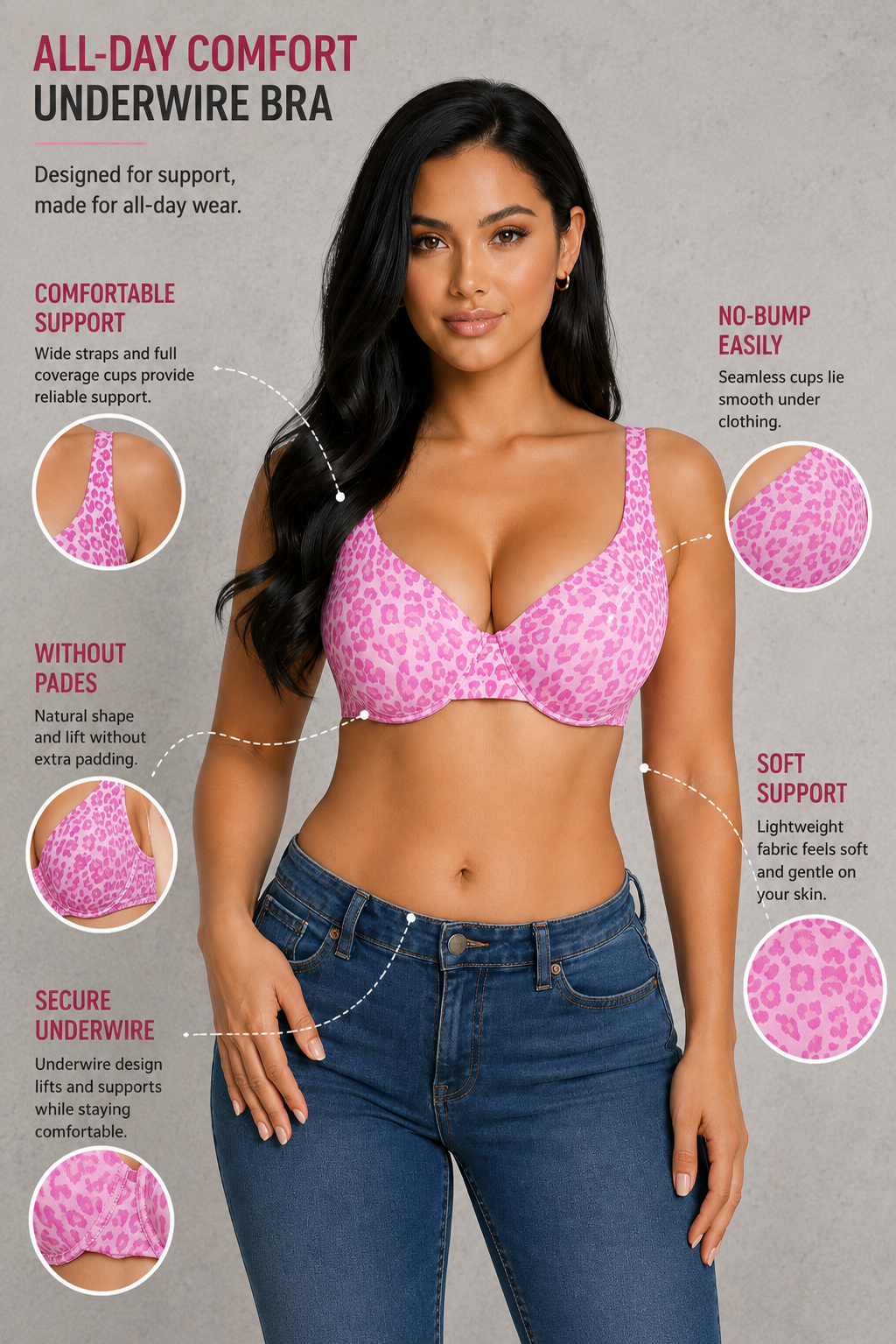 Sculp Seamless Plunge Bra - Underwired T-Shirt Bra, Full Support