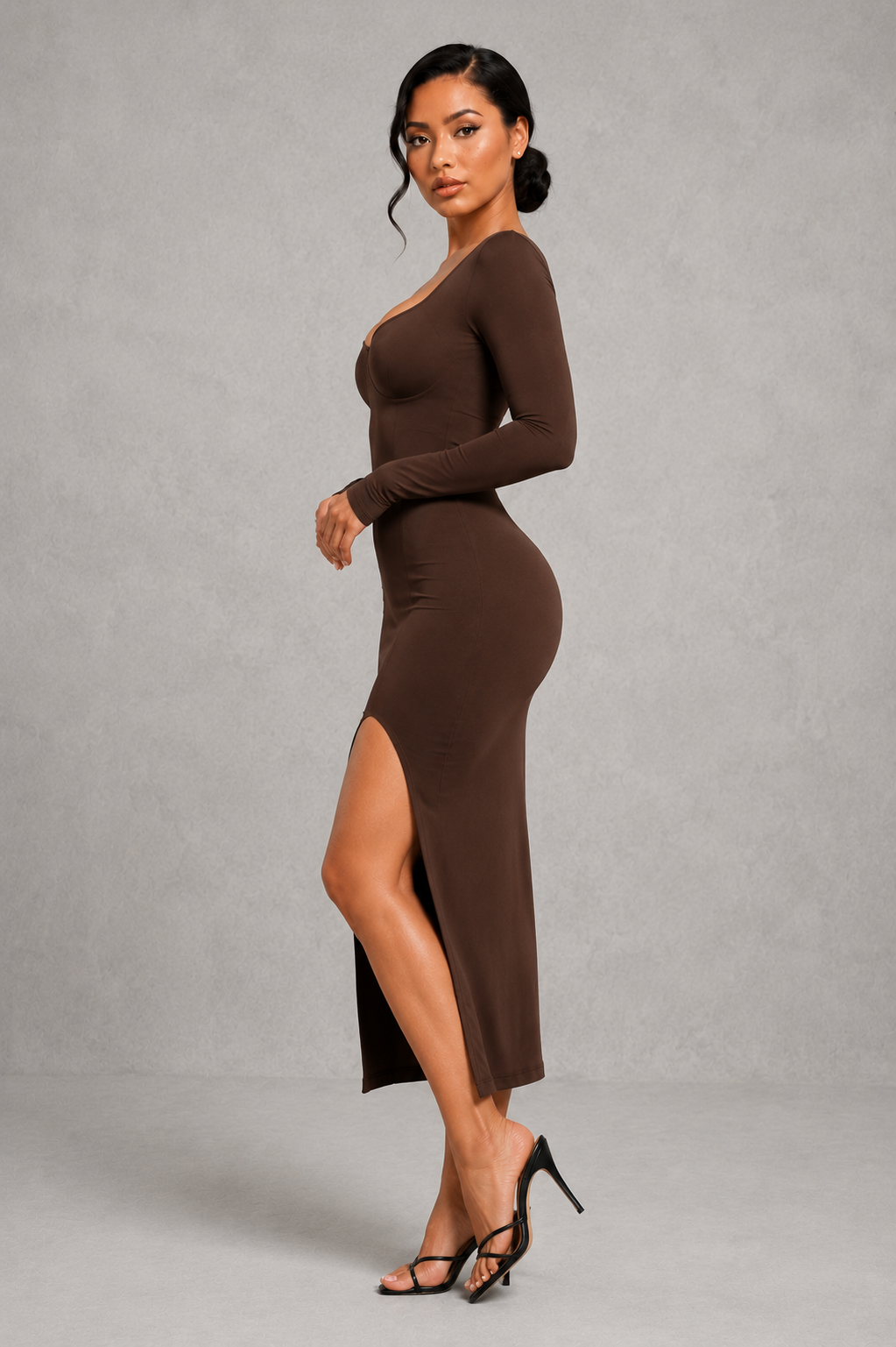 Sculp Seamless Shaping Slit Maxi Dress - Built-In Bra Tummy Control